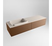 Mondiaz erin 150cm mueble de baño color rust con 2 cajones. con lavabo ridge izquierda sin orificios color linen
