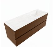 Mondiaz vica dlux 130cm mueble de baño color rust con 4 cajones. con lavabo cloud derecho sin orificios color ostra