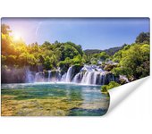 Papel pintado vlieseline foto cascada cascada árboles naturaleza paisaje 3d 315cm x 210cm