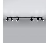 Plafón briix 6l negro led con bombilla 4000k - 118x6x16cm sollux