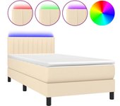 Somier de láminas con colchón led crema 90x190 cm tejido