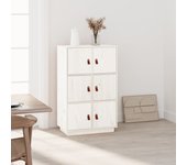 Aparador alto | aparador de comedor | armario de cocina de madera maciza de pino blanco 67x40x108,5 cm cfw30903