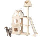 Costway árbol para gatos de 165 cm de altura, torre para gatos de madera con bola y postes para rascar, soporte para trepar con percha de felpa, muebl