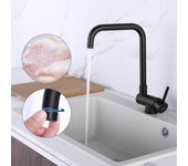 Grifo cocina inox plegable giratorio 360°,mestigador cocina plegable contra ventana,grifo mezclador fregadero agua caliente/fría,negro
