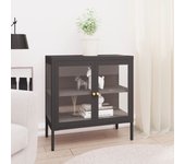 Aparador | aparador de comedor | armario de cocina de acero y vidrio gris antracita 70x35x70 cm cfw21917