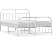 Cama matrimonial | cama para adultos | estructura cama metal con cabecero y estribo blanco 135x190 cm cfw838931