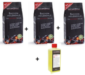 Lotusgrill - kit carbón haya pequeño (3 x 1kg) + 1 pack fuel gel 500ml