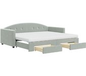 Sofá cama nido con cajones terciopelo gris claro 90x190 cm