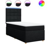 Cama somier tapizada con colchón de tela negra 90x190 cm