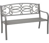 Banco de jardín hwc-f44, asiento de banco de parque, 2 plazas de acero con recubrimiento en polvo ~ gris
