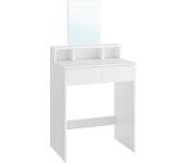 Tocador moderno con espejo grande - mesa de maquillaje con gabinete, 2 cajones y 3 compartimentos, color blanco