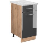 Vicco mueble bajo de cocina fame-line, antracita alto brillo, 40 cm , et mármol