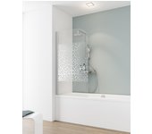 Schulte mampara de bañera 80 x 140 cm, plegable, biombo de bañera , vidrio 5 mm móvil 1 hoja, serigrafía terrazo, perfil de aluminio argénteo
