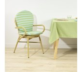Cojín para silla de exterior modelo maglia raya pistacho y turquesa 90x48x5 cm