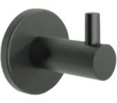 Percha simple para baño, acero inox s.304 anticorrosión, acabado negro mate, incluye doble sistema de fijación (pegado / atornillado)