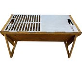 Parrilla picnic köhko ‘party time’-parrilla de mesa acero corten, horno portátil con placa y rejilla, ideal para barbacoa, camping y ocio exterior