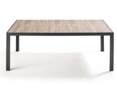 Mesa de jardín con estructura de aluminio y cerámica con madera, tivoli - oviala