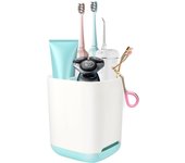 Soporte para cepillo de dientes, soporte para cepillo de dientes eléctrico, soporte extraíble para pasta de dientes, con orificio de drenaje, azul
