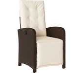 Silla reclinable de jardín | silla de exterior | sillon jardín con reposapiés ratán pe marrón cfw598889