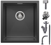 Cecipa max fregadero empotrado de acero inoxidable 40*44*19 cm fregadero de cocina fregadero de 1 seno - 201 nanómetros negro