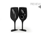 Somelier 4 piezas caja negra forma cáliz con gadgets h&h