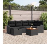 Vidaxl conjunto de sofás de jardín conjunto de 7 negro