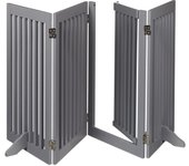 Relaxdays barrera seguridad niños, valla protectora, puerta, 92x206cm, plegable, cerca protección bebés, perros, gris