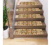Paquete de 5 alfombrillas antideslizantes para escaleras, alfombras, peldaños de escalera, alfombrillas para escaleras con borde, 76 x 20 cm