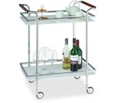 Relaxdays camarera con 2 repisas, cristal esmerilado, plateado, 85 x 66 x 43 cm