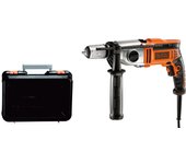 Taladro de impacto mecánico de 910w y 2 velocidades en maletín black+decker kr911k