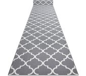 Alfombra de pasillo con refuerzo de goma 120 cm enrejado trébol marroquí gris trellis 30352 120x1050 cm