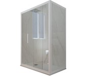 Mampara de ducha corredera 70x150 cm de pvc blanco matt h 200 vidrio transparente mod. deco duo
