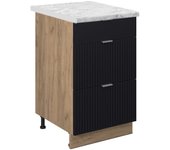 Vicco mueble bajo de cocina fame-line, rayas negras, 50 cm , et roble