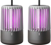 Lámpara antimosquitos led para el hogar de 2 piezas, lámpara antimosquitos con luz púrpura recargable, gris
