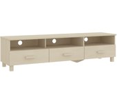 Mueble de tv hamar en pino macizo, marrón miel, 158x40x40 cm