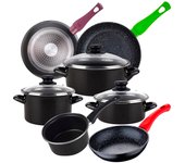 Bateria de cocina 7 piezas magefesa kenia de acero vitrificado con juego de sartenes (20/24/28 cm) san ignacio jolie en aluminio forjado