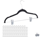 Relaxdays pack de 96 perchas ropa con pinzas y giro de 360º, metal, negro, 43 cm
