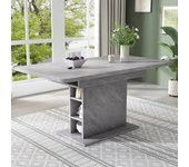 Mesa de comedor extensible para 4 a 6 cubiertos con almacenamiento - l130xw70xh75cm - tablero de partículas - gris