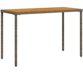 Mesa de jardín，mesa para exteriores，mesa de patio superficie de madera ratán pe gris 115x54x74 cm cfw86563