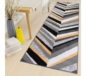 Tapiso maya alfombra de pasillo entrada moderno amarillo gris negro blanco geométrico rayas delgada 70 x 700 cm