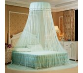 Cortina de red para cama estilo princesa con dosel redondo y transpirable (azul)