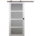 Puerta corredera de cristal blanca tana al 204 x l 73 + riel con ruedas y 2 carcasas negras