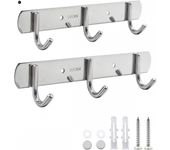 Juego de 2 percheros de acero inoxidable con 3 ganchos para dormitorio, armario, baño y cocina.
