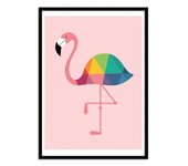 Art-poster - rainbow flamingo - andy westface - con marco negro 30 x 40 cm