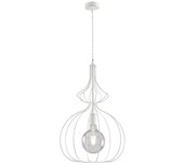 Sospensione industrial 1luce olimpia gabbia ferro laccato bianco e argento