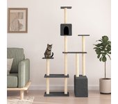 Rascador para gatos con postes de sisal gris oscuro 180 cm