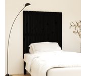 Cabecero de cama，panel de cabecera，decoración de pared madera maciza pino negro 95,5x3x110 cm cfw75254