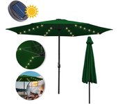 Sombrilla recta led solar jardín protección uv, resistente e impermeable para terraza y balcón ø350cm verde