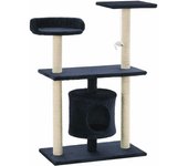 Rascador para gatos con nicho, juguete de peluche de sisal, 95 cm, azul oscuro 3702166