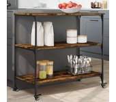 Carro de cocina roble ahumado 102x50x95 cm madera contrachapada